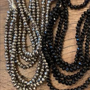 Two Shiny glass beads and velvet necklace